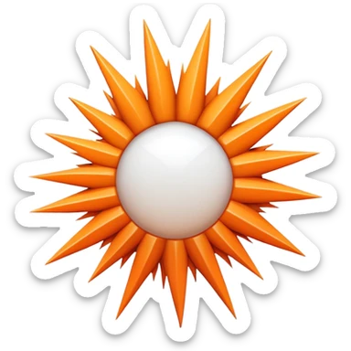 iOS-style 3D emoji: abstract jagged burst with sharp spikes, bright white center fading to soft orange, subtle shadows and glossy highlights, conveying sudden impact; no faces, no text, no yellow emoji faces sticker