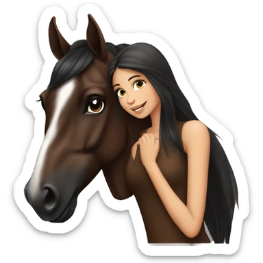 Dark brown arabian horse with beautiful girl sticker