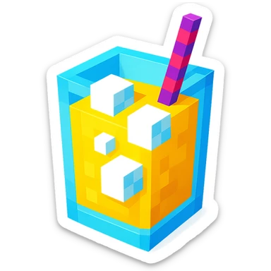 Borjomi lemonade glass with ice cubes and a straw sticker