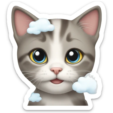 super cute kitten with cloud sticker