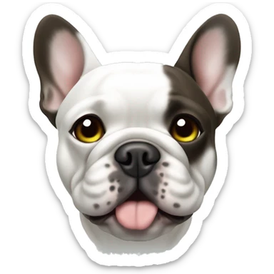French bulldog white with dark brown and greenish grey eyes sticker