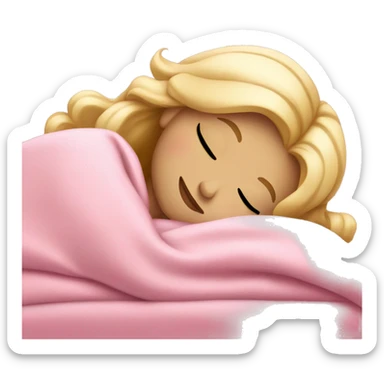 blonde girl sleeping on side with pink blanket sticker