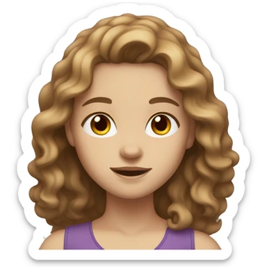 Girl with long wavy light brown hair, white skin, brown eyes, fit body  sticker
