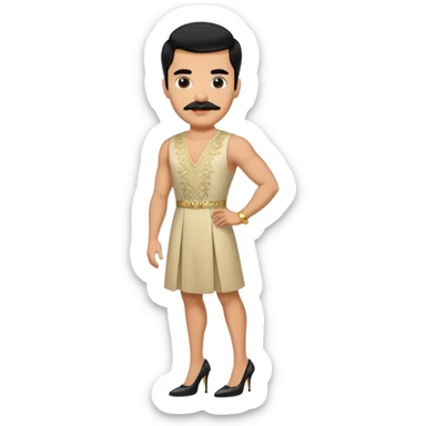 Man in high heels and dress with black hair and mustache  sticker