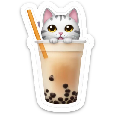 Cat with boba tea  sticker