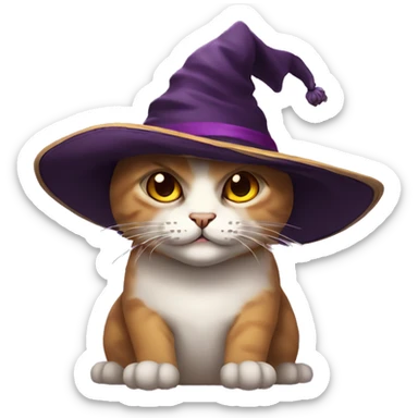 Gato con sombrero de bruja sticker