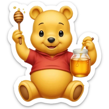 winnie the poo with honey pot sticker