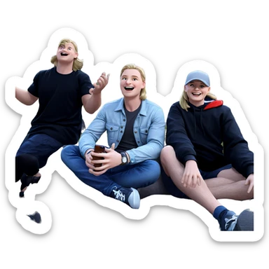 boys enjoying outdoor moments sticker