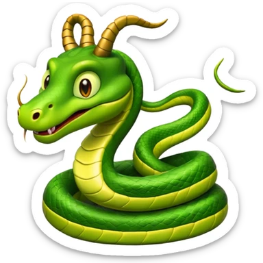 Green Cartoon snake with horns  sticker