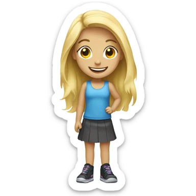 Smiling blonde girl with shoes as a body sticker