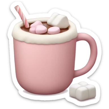 Light Pink mug of hot chocolate with marshmallows  sticker