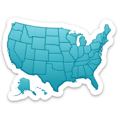usa usacyan-colored map icon sticker