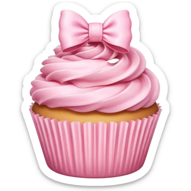 pastel pink cupcake with a bow on the wrapper sticker