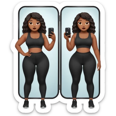 a slim thick baddie black girl taking a picture in the mirror with a really big butt sticker