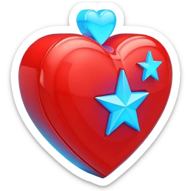 A blocky geometric red 3D heart with a glowing blue star inside sticker