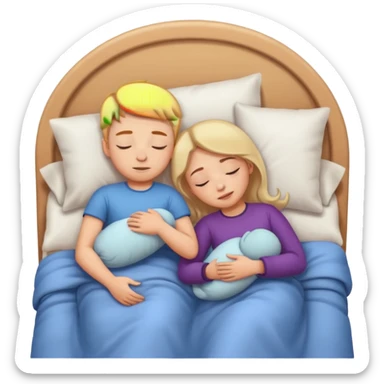 Girl with boy sleep to bed sticker