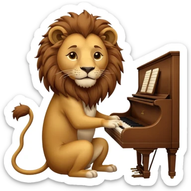 lion playing piano sticker