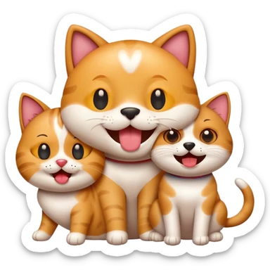 A happy cat emoji + A cool dog emoji sticker