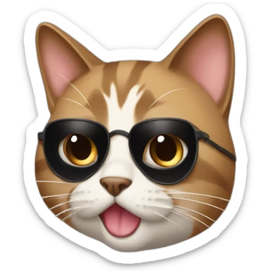 A cute brown and with black hair cat with a blind eye and with long hair and her tongue out sticker