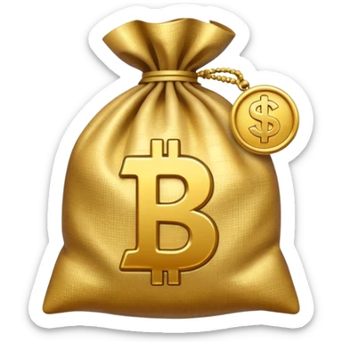 money bag with rupeee symbol sticker