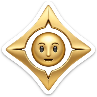 abstract amulet emoji, liquid metal form, symmetrical design, mystical futuristic 3D icon, isolated on white sticker