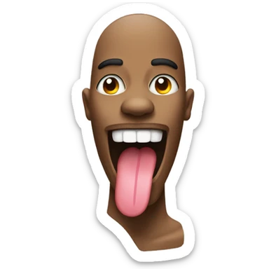 Face posing with tongue out and a peace sign sticker