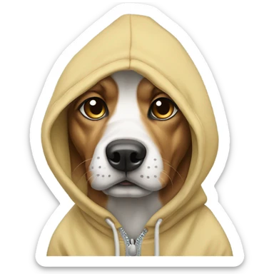 Dog wearing hoodie sticker