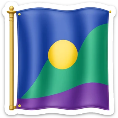 Bandera color azul amarillo morado y verde, seccionada en 4 partes iguales sticker