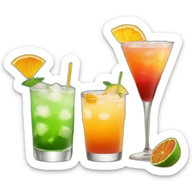 Three-different-cocktails sticker