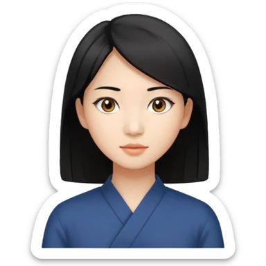 Asian women that is 27. Medium black straight hair  sticker