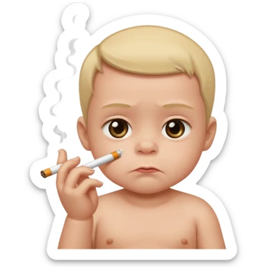 Baby smoking a cigarette sticker
