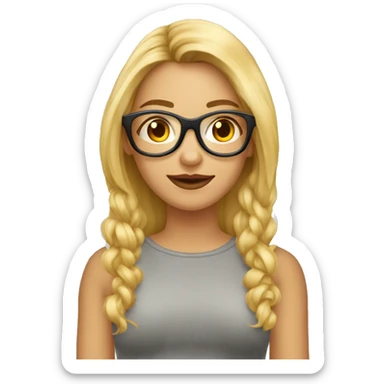 Mujer joven con gafas de cabello corto rubio con un diablito  sticker