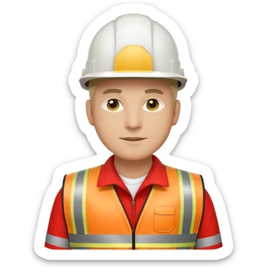 Arquitecto con casco blanco pero con chaleco de color rojo y cinta reflectiva de color dorado sticker