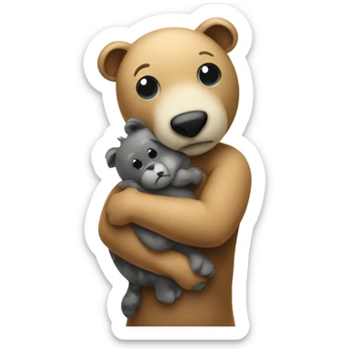 animal standing up hugging a human sticker