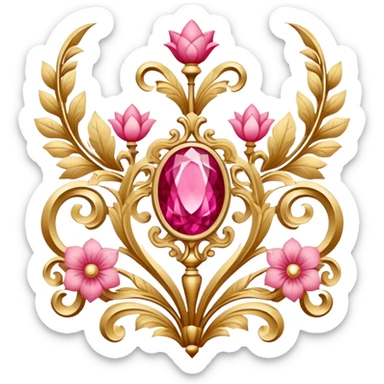 Reddish-pinkish and gold and white romantic vintage aesthetic deco sticker