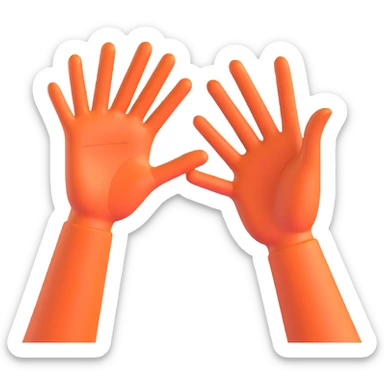 Two open hands in emoji style, tilted to the right as if pushing a swing, with motion lines behind them to show movement. Minimal background, clean cartoon style sticker