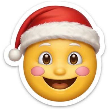 Smiling emoji with santa hat on sticker