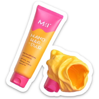 empty, crumpled hand cream tube, pastel and vibrant colors, very squished and wrinkled, cap on, no face, looks like a beauty product sticker