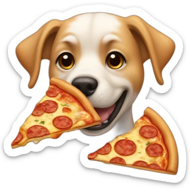 dog eating a pizza sticker
