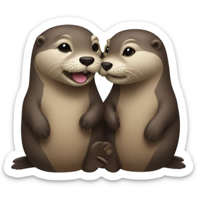 two otters in love sticker