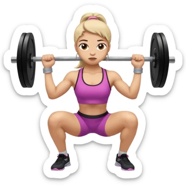 girl doing barbell squat sticker