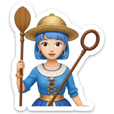 venice gondolier woman fat earring wearing blue hair sticker