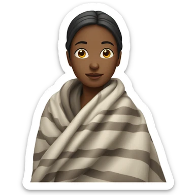 Woman with blanket wrapped around  sticker