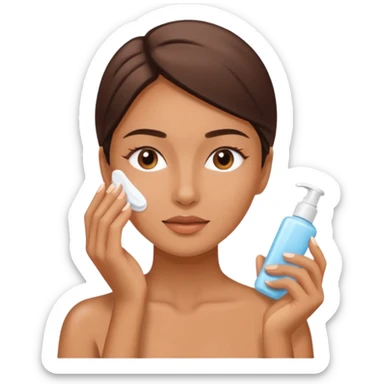 Perempuan lagi skincare (tapi yang lebih ketutup) fokus di muka sticker