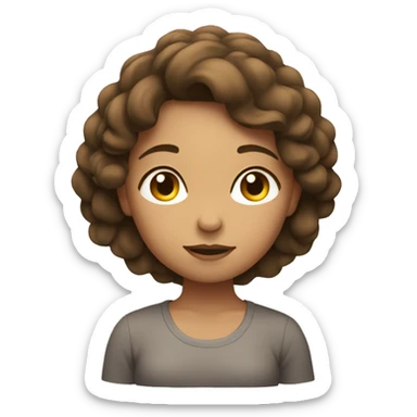 Girl with short wavy brown hair meditating  sticker