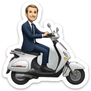 macron sur un scooter qui fait une roue arrière sticker