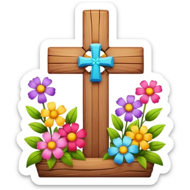 cross with flowers on it  sticker