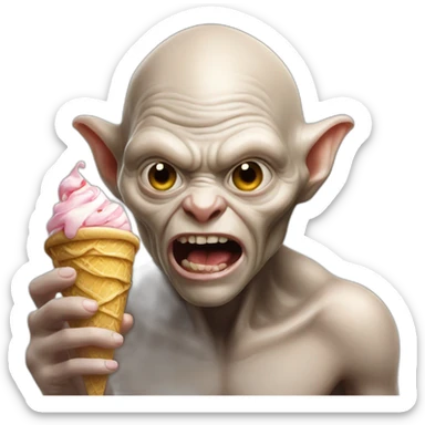 Golum eating ice cream sticker