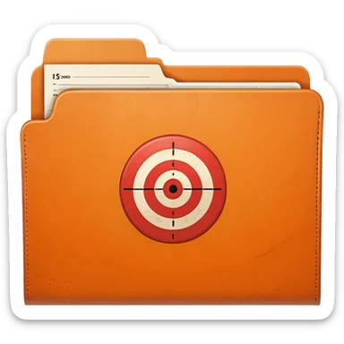 orange file folder with target on the cover sticker
