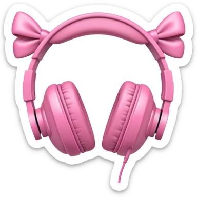 pink headphones with bows, soft and rounded emoji style sticker